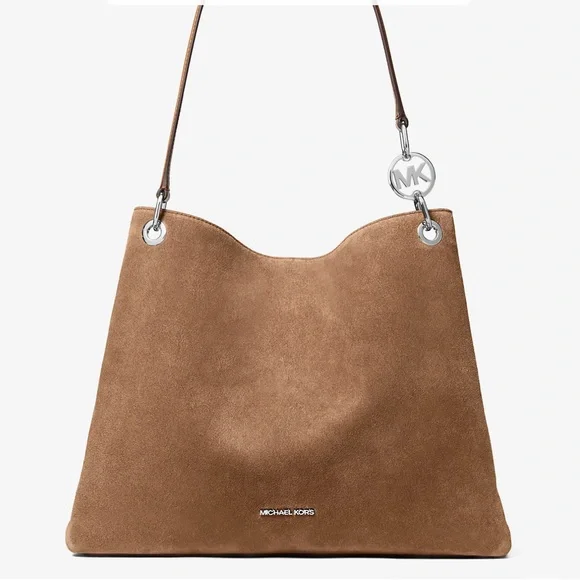 NWOT Michael Kors Brown Suede Shoulder Bag - Picture 3 of 10